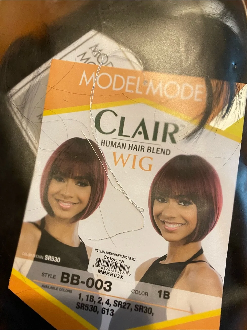 CLAIR Human Hair Blend Wig - Black with Burgundy Highlights